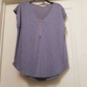 Zipper short sleeve top